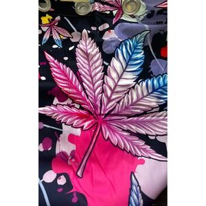 Vibrant Leaf Print Room Darkening Window Curtains Set of 2 Bold Pink Purple Blue